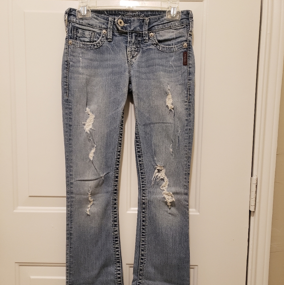 Silver Distressed Jeans